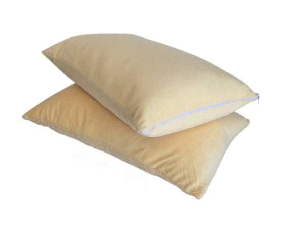 Luxurious Queen Plush Velour Memory Foam Firm Pillow - w/ Dual Zone Case Peach