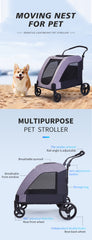 Dogbed4less Big Dog Stroller Grey Ventilated Easy Fold